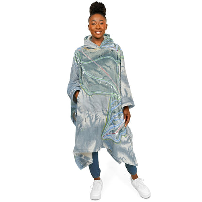 The Highlands, Michigan Ski Resort Map Flannel Blanket Poncho