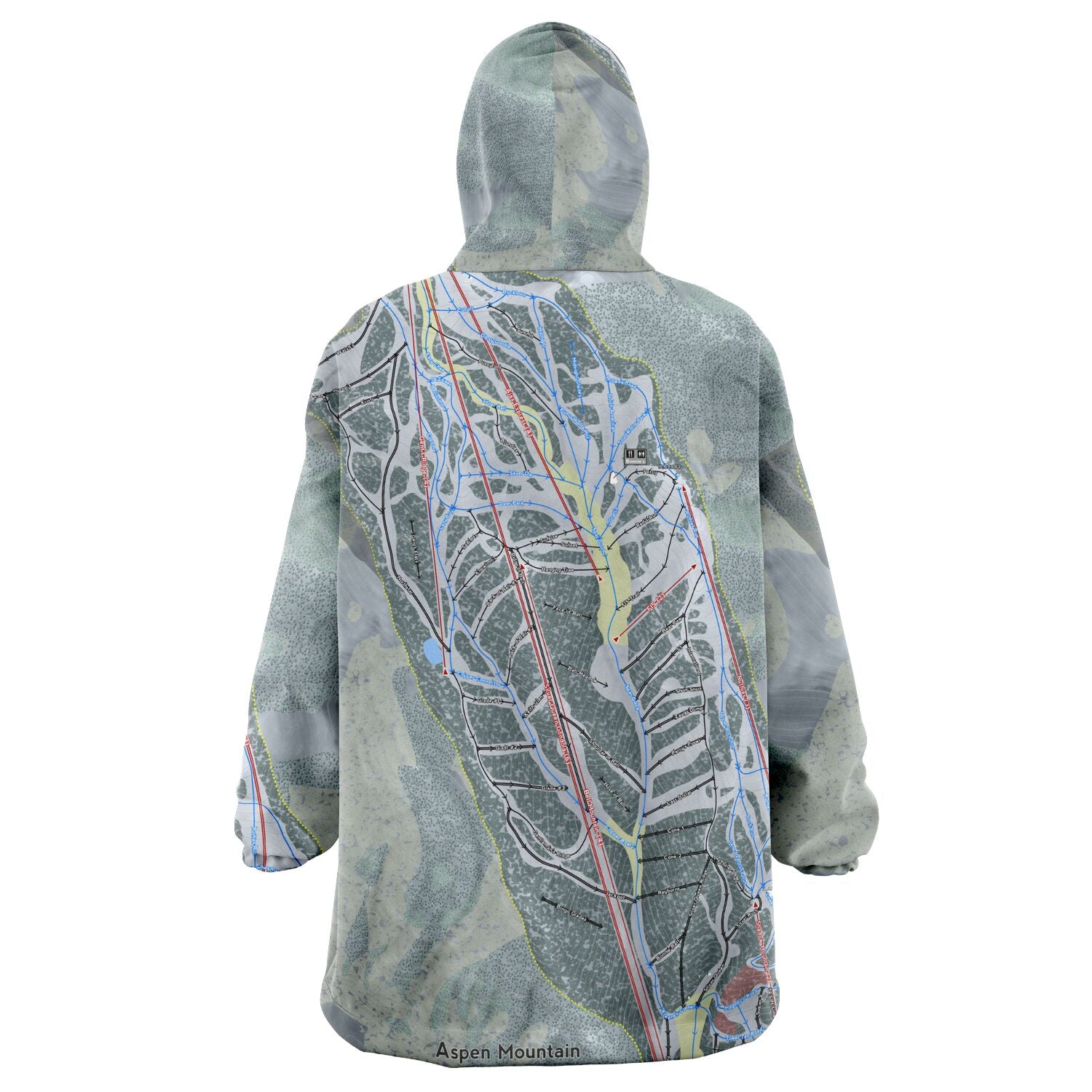 Aspen Mountain, Colorado Ski Trail Map Snug Hoodie - Powderaddicts