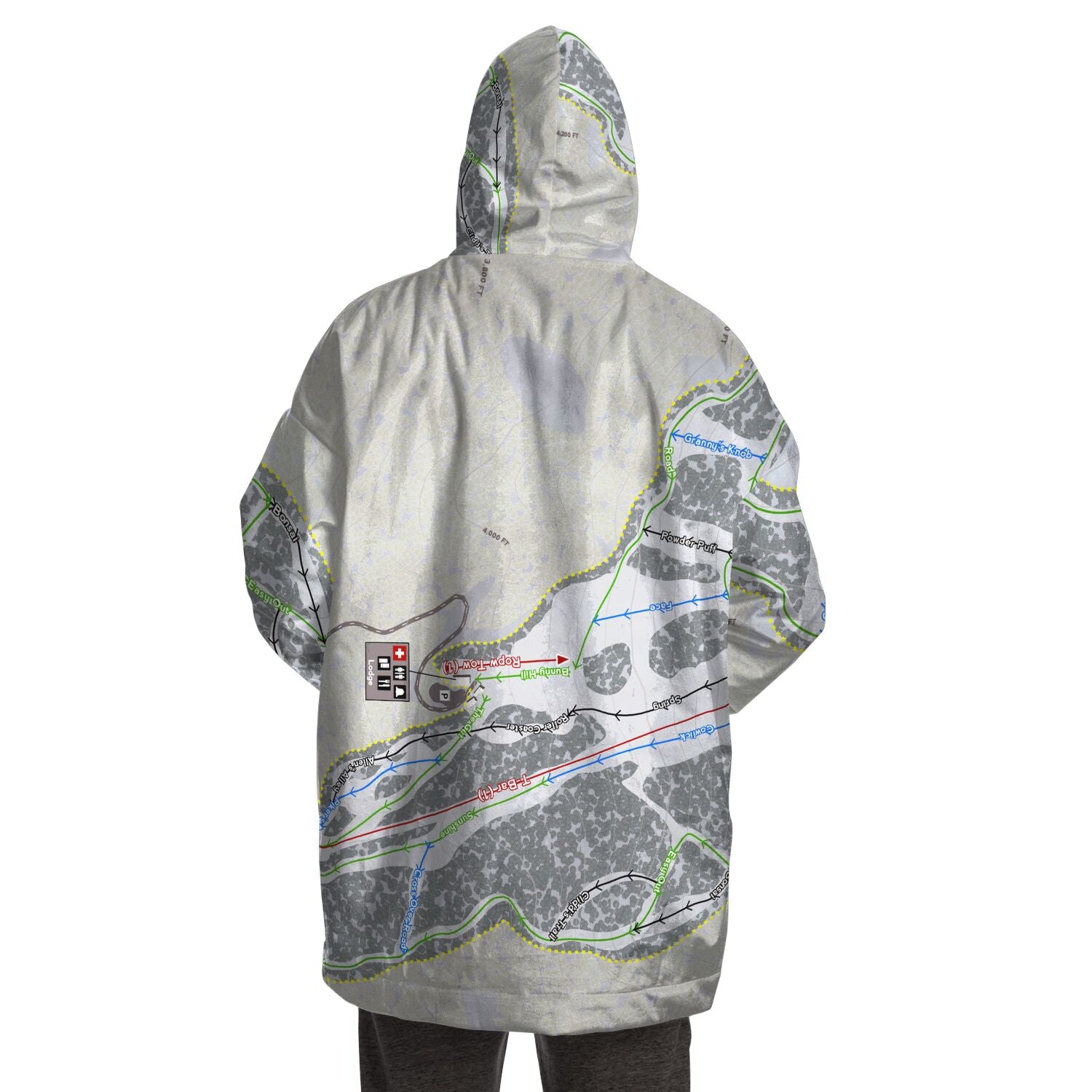 Bald Mountain, Idaho Ski Trail Map Snug Hoodie