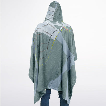 Meany Lodge, Washington Ski Resort Map Flannel Blanket Poncho