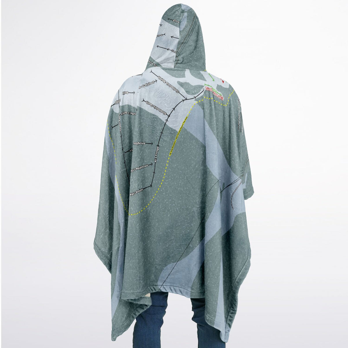 Meany Lodge, Washington Ski Resort Map Flannel Blanket Poncho