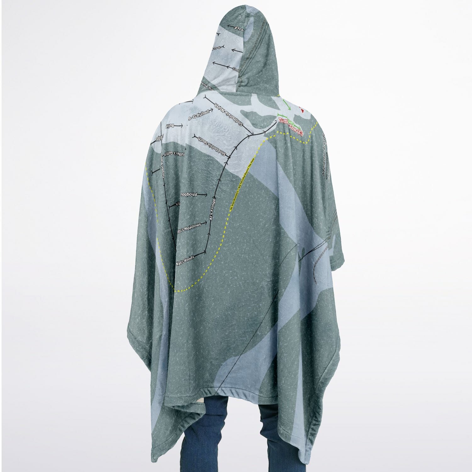 Meany Lodge, Washington Ski Resort Map Flannel Blanket Poncho