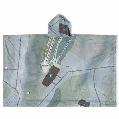 Emery Park, New York Ski Resort Map Flannel Blanket Poncho