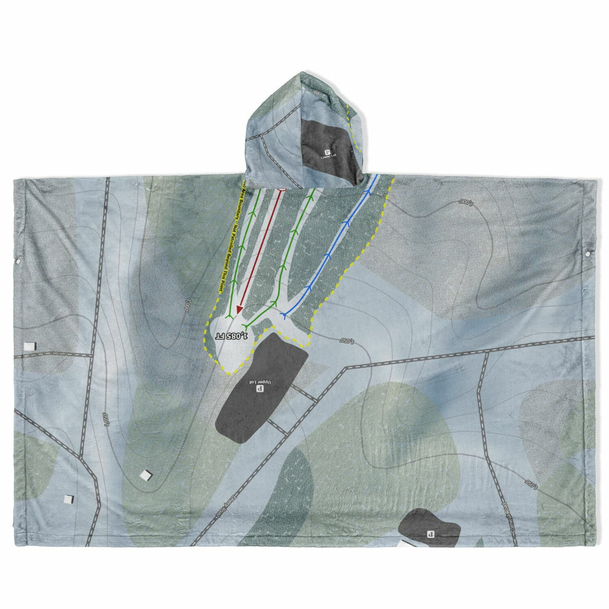 Emery Park, New York Ski Resort Map Flannel Blanket Poncho