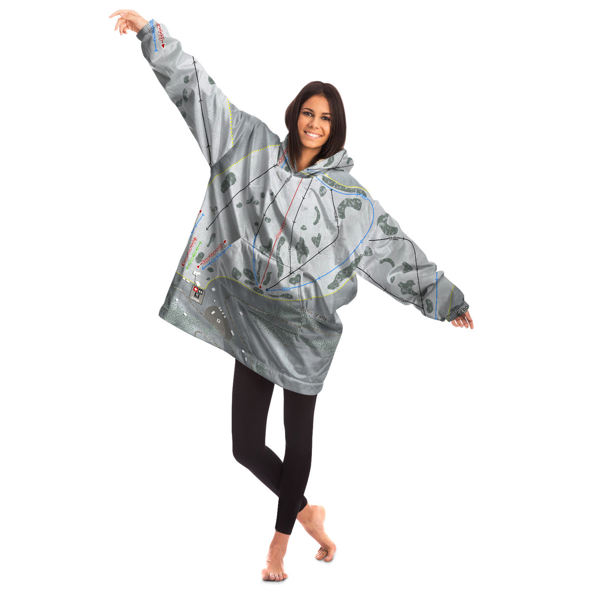 Echo Valley, Washington Ski Trail Map - Snug Hoodie - Powderaddicts