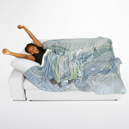 Swain, New York Ski Resort Map Flannel Blanket Poncho