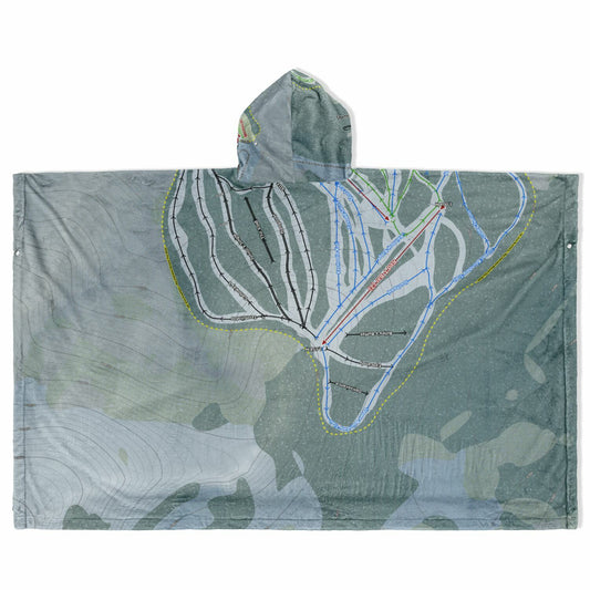 Shames Mountain, British Columbia Ski Resort Map Flannel Blanket Poncho