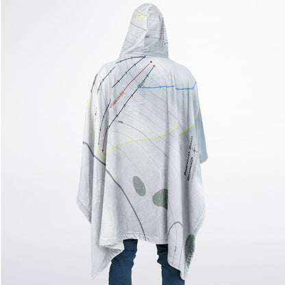 Beartooth Basin, Wyoming Ski Resort Map Flannel Blanket Poncho