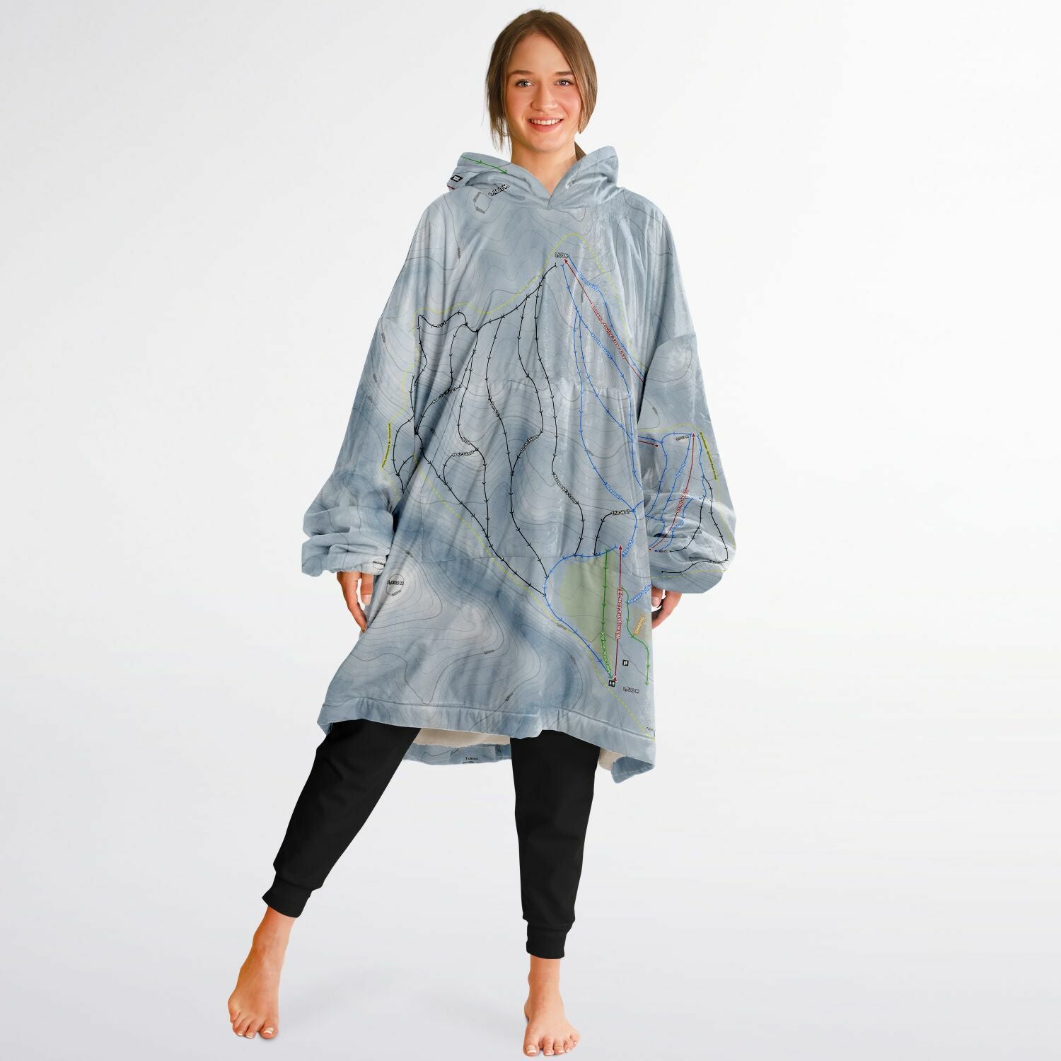 Tukino, New Zealand Ski Trail Map - Snug Hoodie - Powderaddicts