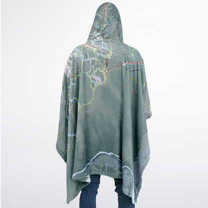 Revelstoke, British Columbia Ski Resort Map Flannel Blanket Poncho