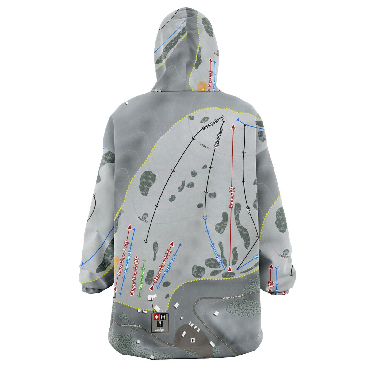 Echo Valley, Washington Ski Trail Map - Snug Hoodie - Powderaddicts