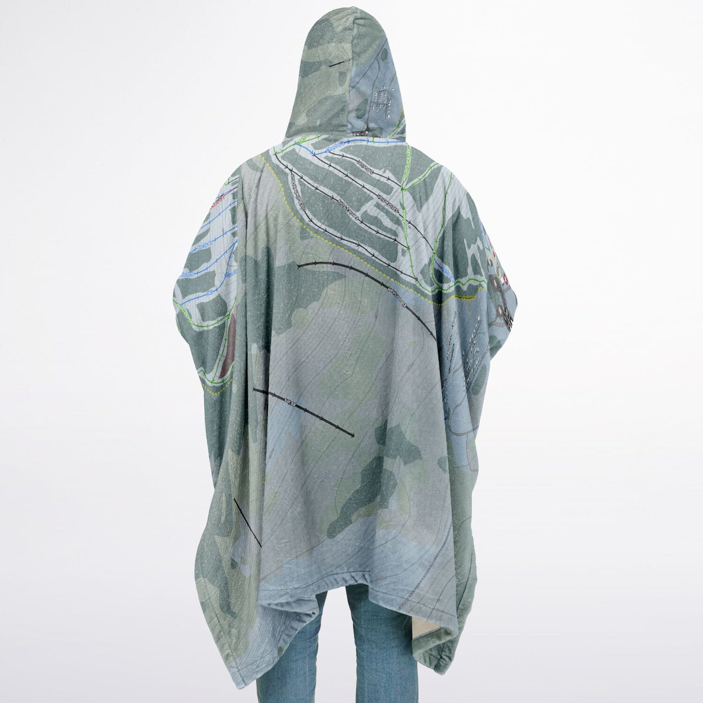 Powder King, British Columbia Ski Resort Map Flannel Blanket Poncho