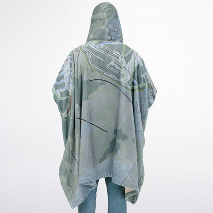 Powder King, British Columbia Ski Resort Map Flannel Blanket Poncho