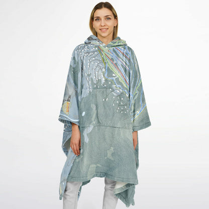 Windham Mountain, New York Ski Resort Map Flannel Blanket Poncho