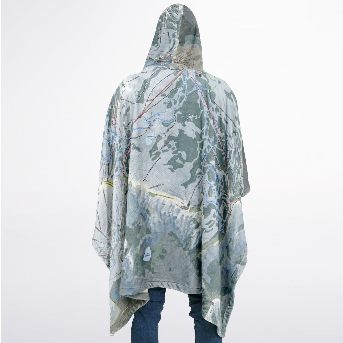 Alta, Utah Ski Resort Map Flannel Blanket Poncho