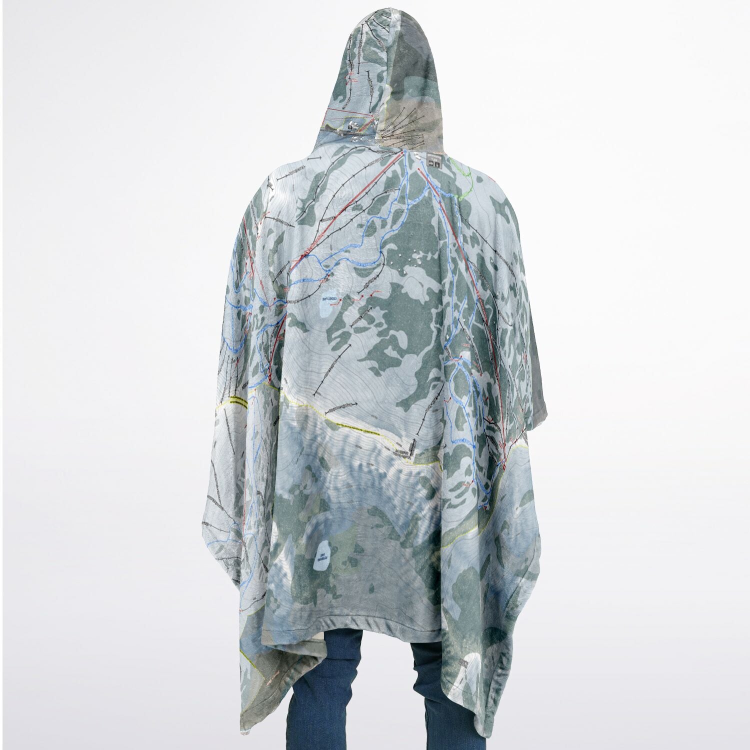 Alta, Utah Ski Resort Map Flannel Blanket Poncho