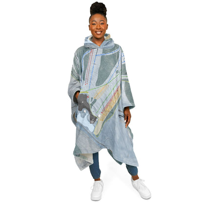 Willard Mountain, New York Ski Resort Map Flannel Blanket Poncho