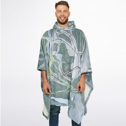 Mt Baker, Washington Ski Resort Map Flannel Blanket Poncho