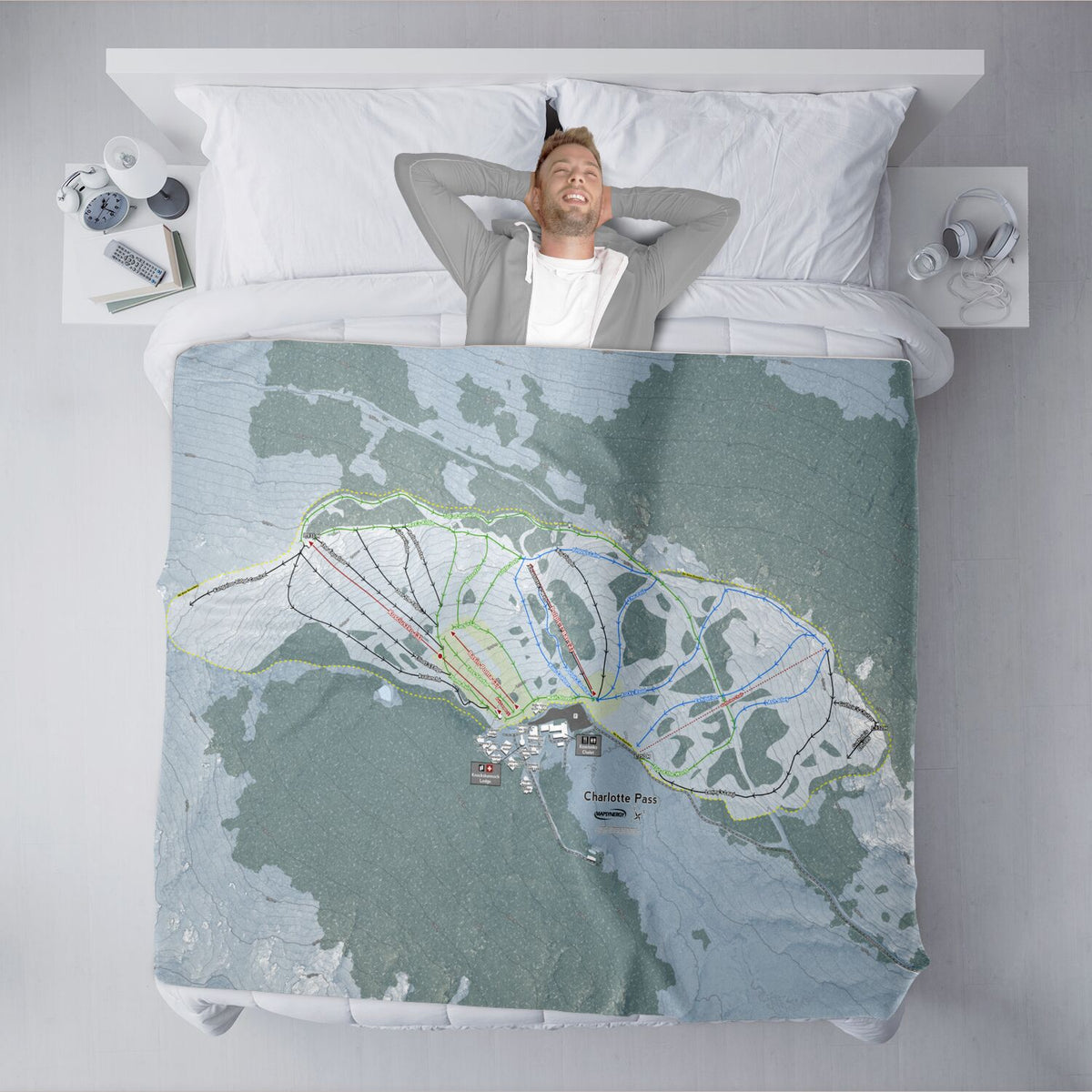 Charlotte Pass, Australia Ski Resort Map XL Blanket