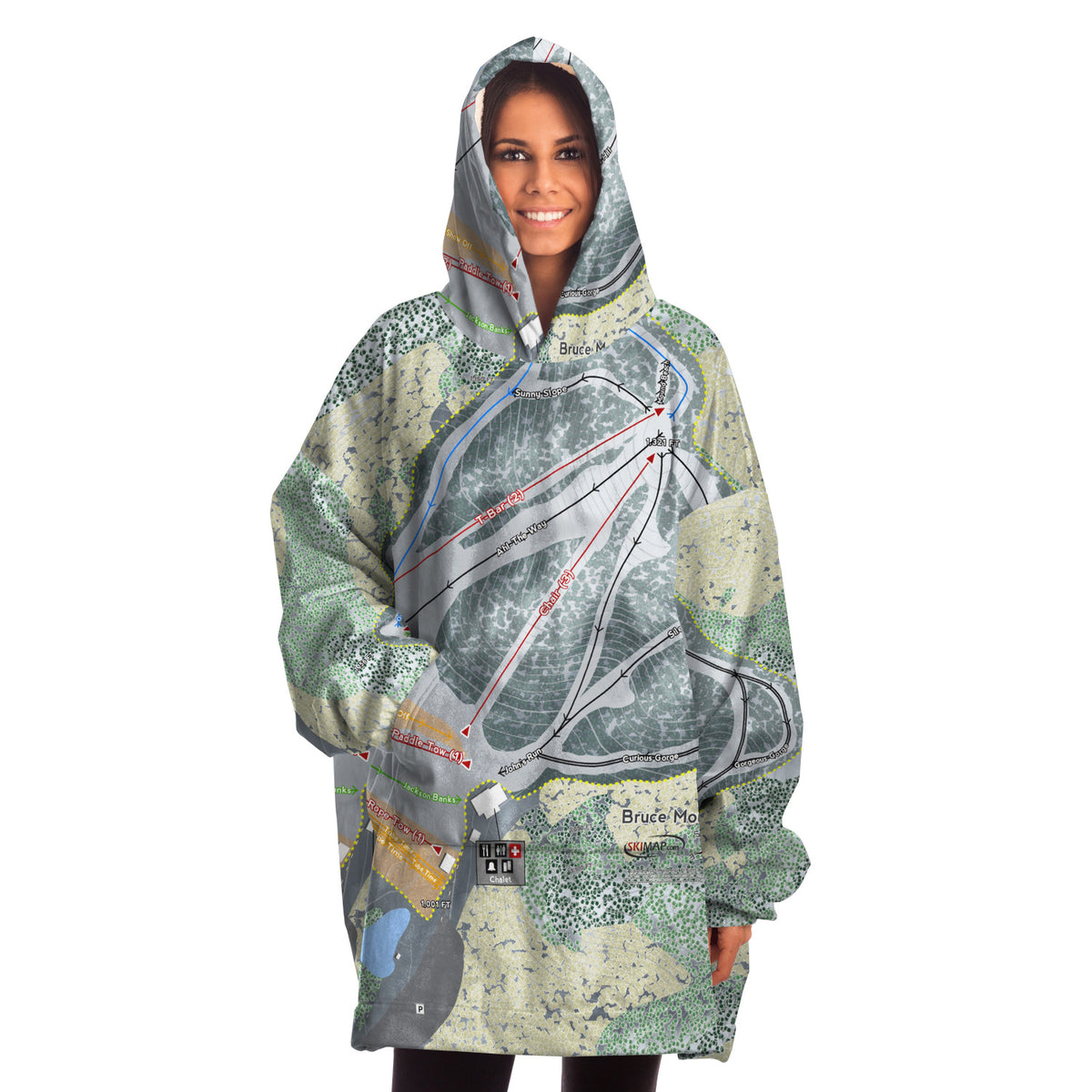 Bruce Mound, Wisconsin Ski Trail Map - Snug Hoodie