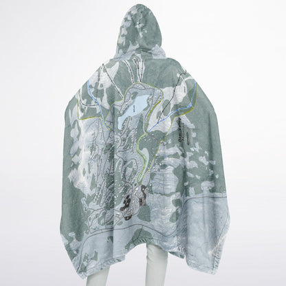 Bear Valley Mountain, California Ski Resort Map Flannel Blanket Poncho