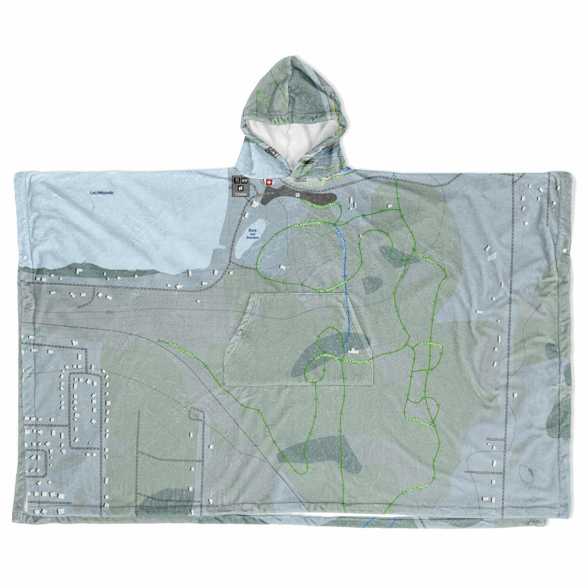 Baie des Sables, Quebec Ski Resort Map Flannel Blanket Poncho