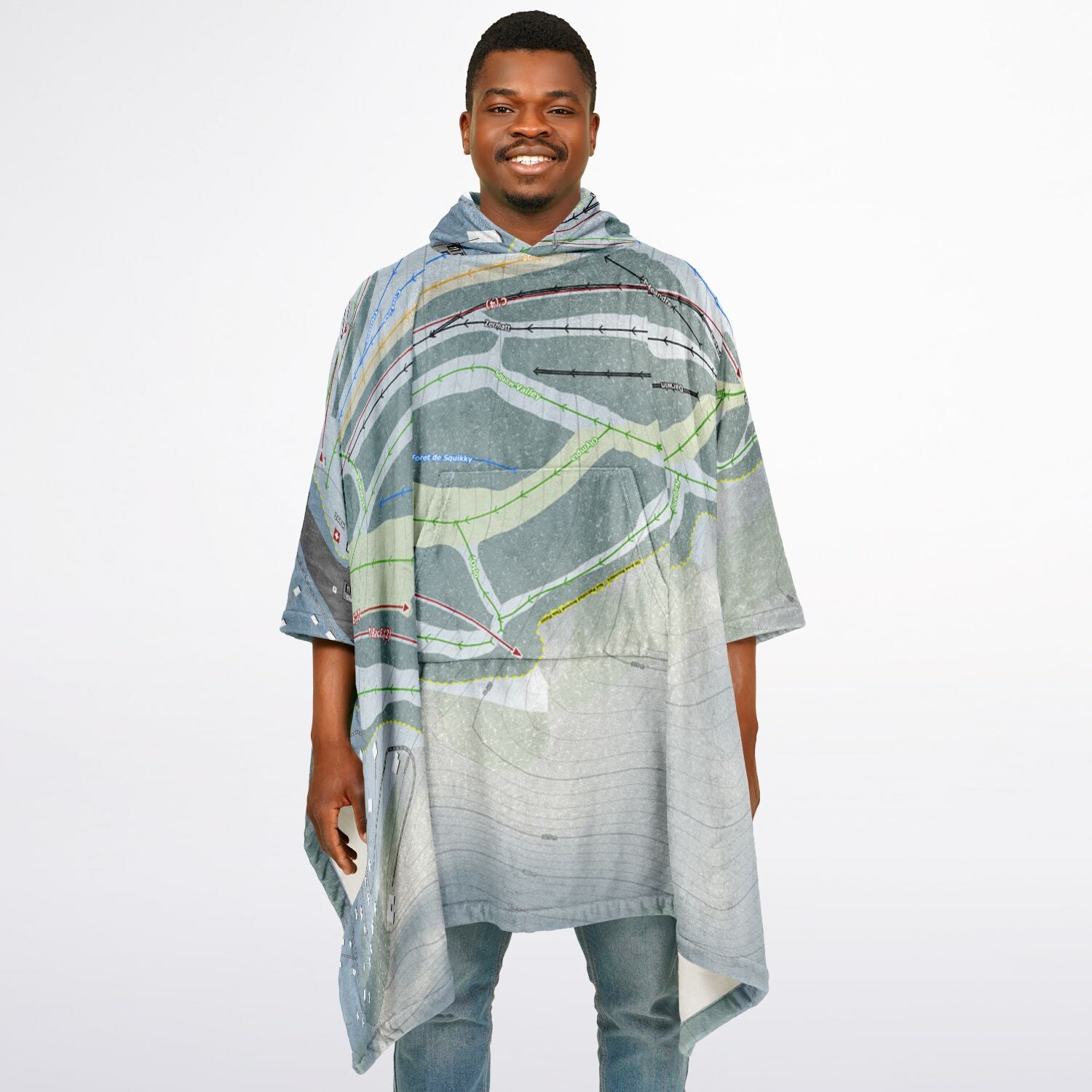 Sommet Olympia, Quebec Ski Resort Map Flannel Blanket Poncho