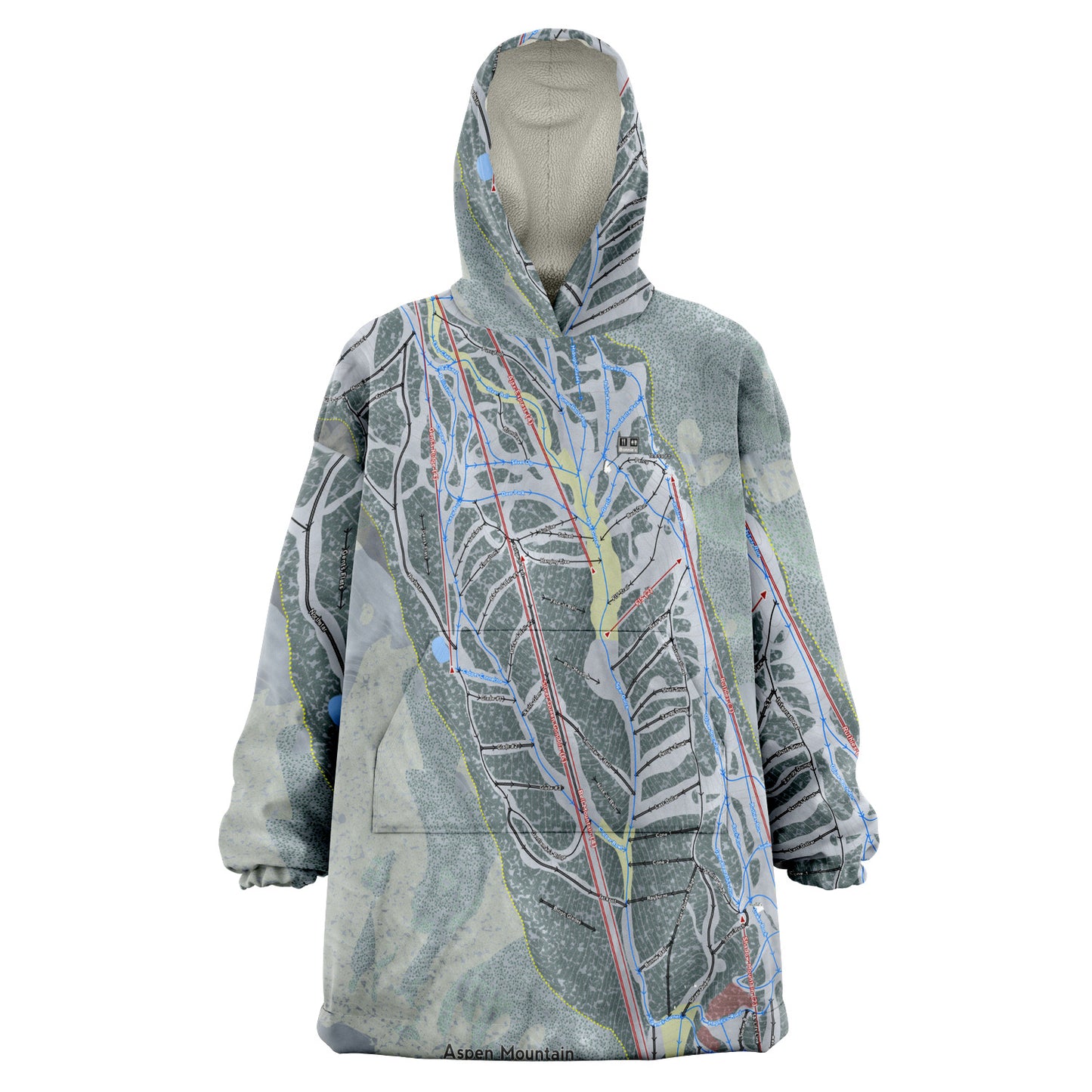 Aspen Mountain, Colorado Ski Trail Map Snug Hoodie - Powderaddicts
