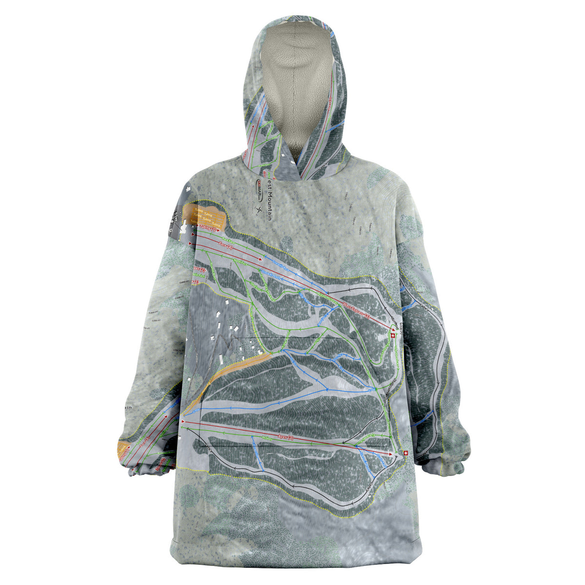 West Mountain, New York Ski Trail Map Snug Hoodie