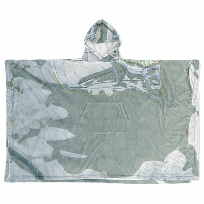 Pebble Creek, Idaho Ski Resort Map Flannel Blanket Poncho