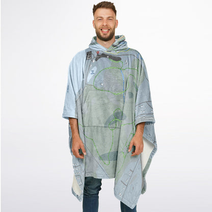 Baiedes Sables, Quebec Ski Resort Map Flannel Blanket Poncho