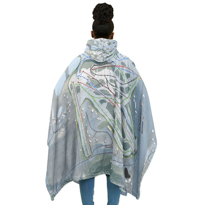Big Powderhorn, Michigan Ski Resort Map Flannel Blanket Poncho