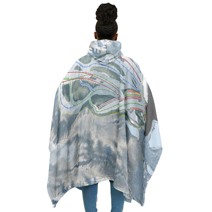 Bittersweet, Michigan Ski Resort Map Flannel Blanket Poncho