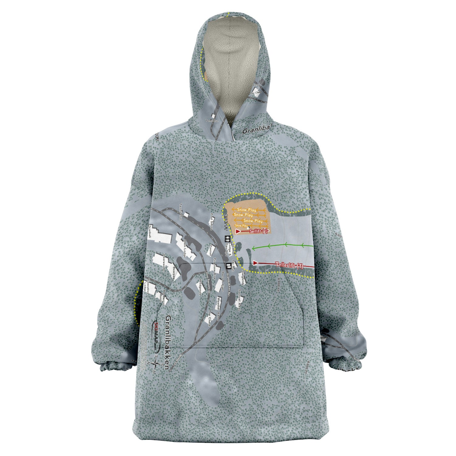 Granlibakken, California Ski Trail Map - Snug Hoodie - Powderaddicts
