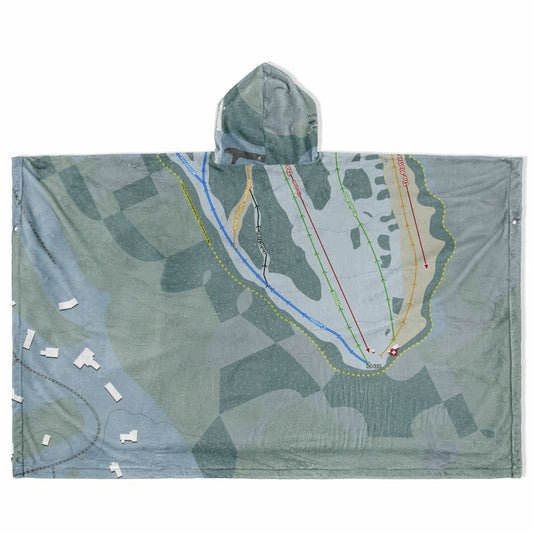Hilltop, Alaska Ski Resort Map Flannel Blanket Poncho