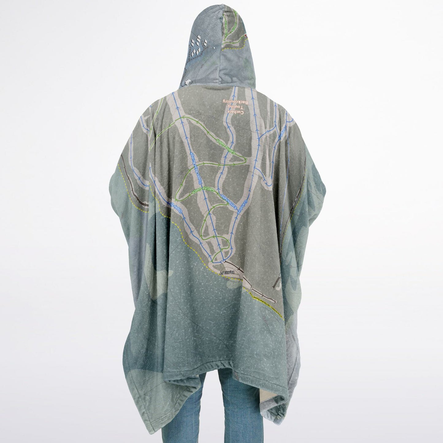Cuchara Mountain, Colorado Ski Resort Map Flannel Blanket Poncho