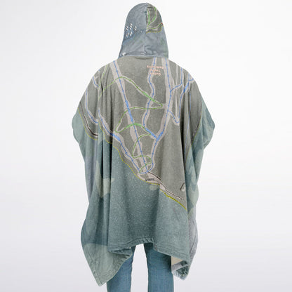 Cuchara Mountain, Colorado Ski Resort Map Flannel Blanket Poncho