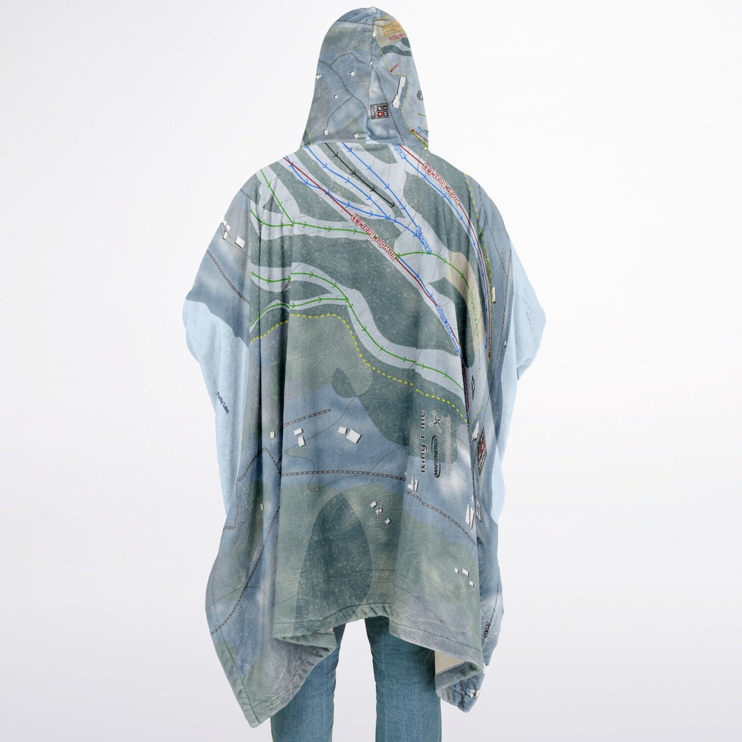King Pine, New Hampshire Ski Resort Map Flannel Blanket Poncho