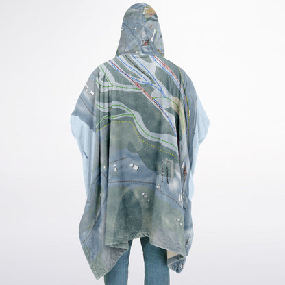 King Pine, New Hampshire Ski Resort Map Flannel Blanket Poncho