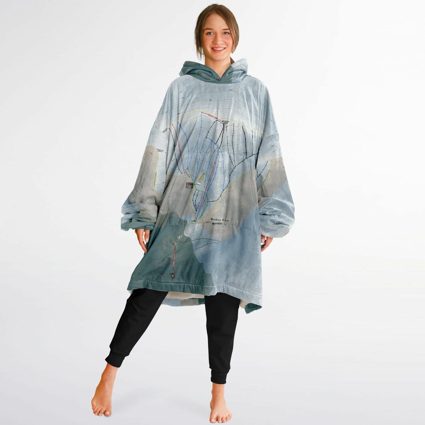 Broken River, New Zealand Ski Trail Map - Snug Hoodie - Powderaddicts