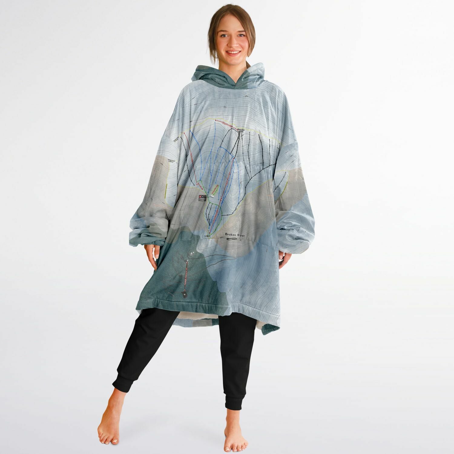 Broken River, New Zealand Ski Trail Map - Snug Hoodie - Powderaddicts