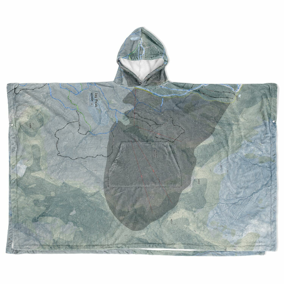 Jay Peak, Vermont Ski Resort Map Flannel Blanket Poncho