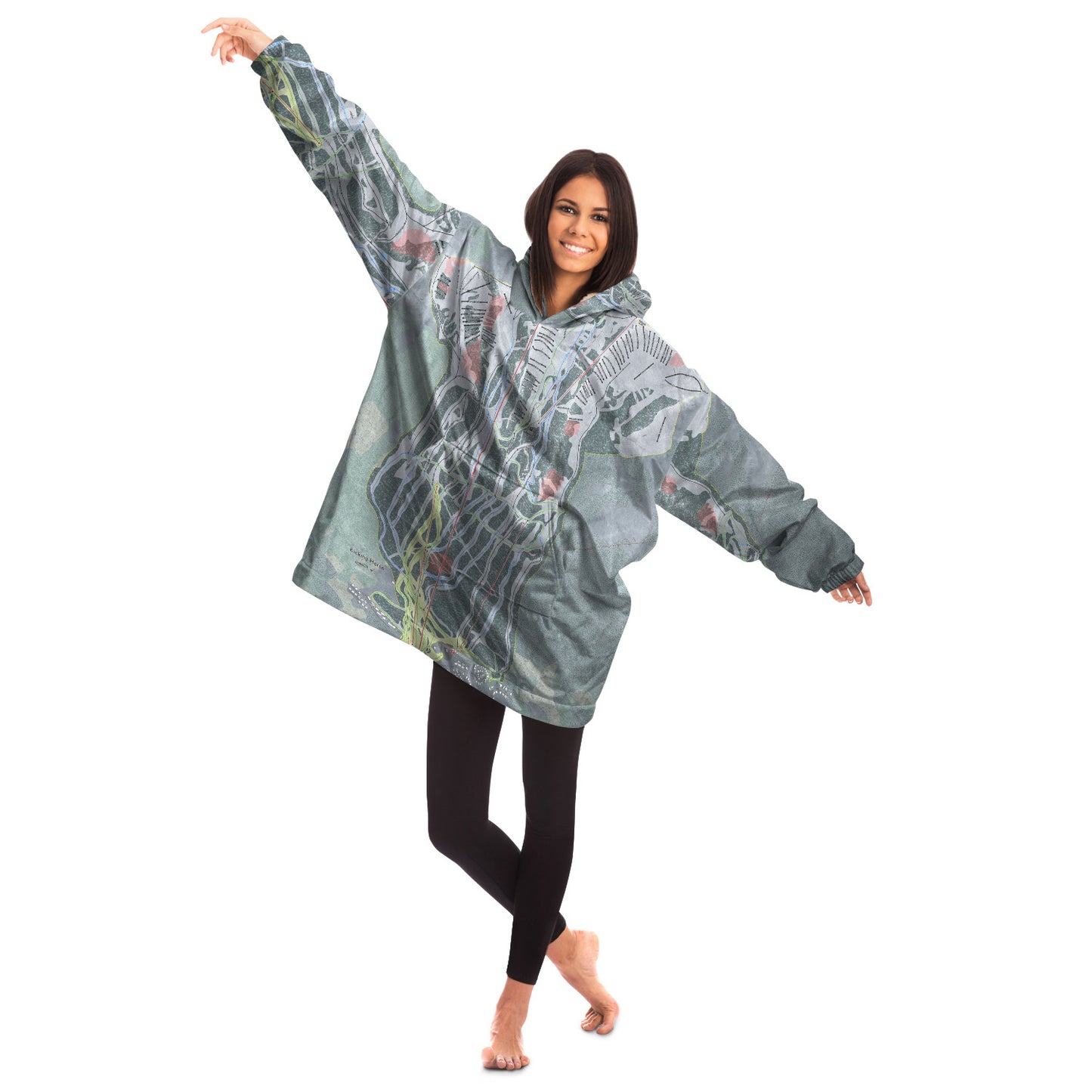 Kicking Horse, British Columbia Ski Trail Map - Snug Hoodie - Powderaddicts