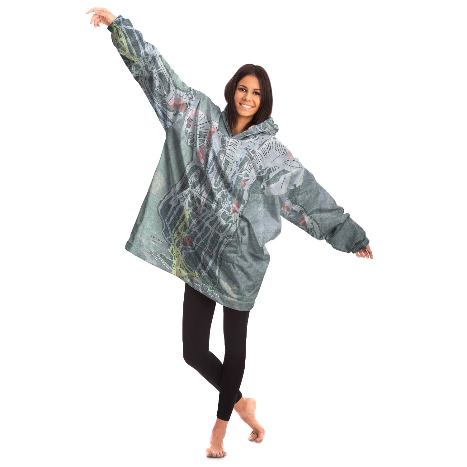 Kicking Horse, British Columbia Ski Trail Map - Snug Hoodie - Powderaddicts