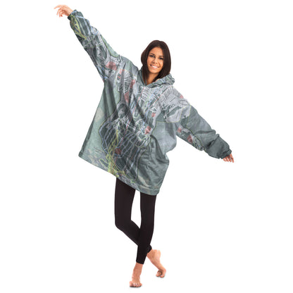 Kicking Horse, British Columbia Ski Trail Map - Snug Hoodie - Powderaddicts