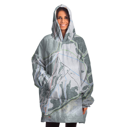 Pine Creek, Wyoming Ski Trail Map Snug Hoodie - Powderaddicts