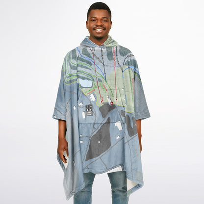 Thunder Ridge, New York Ski Resort Map Flannel Blanket Poncho