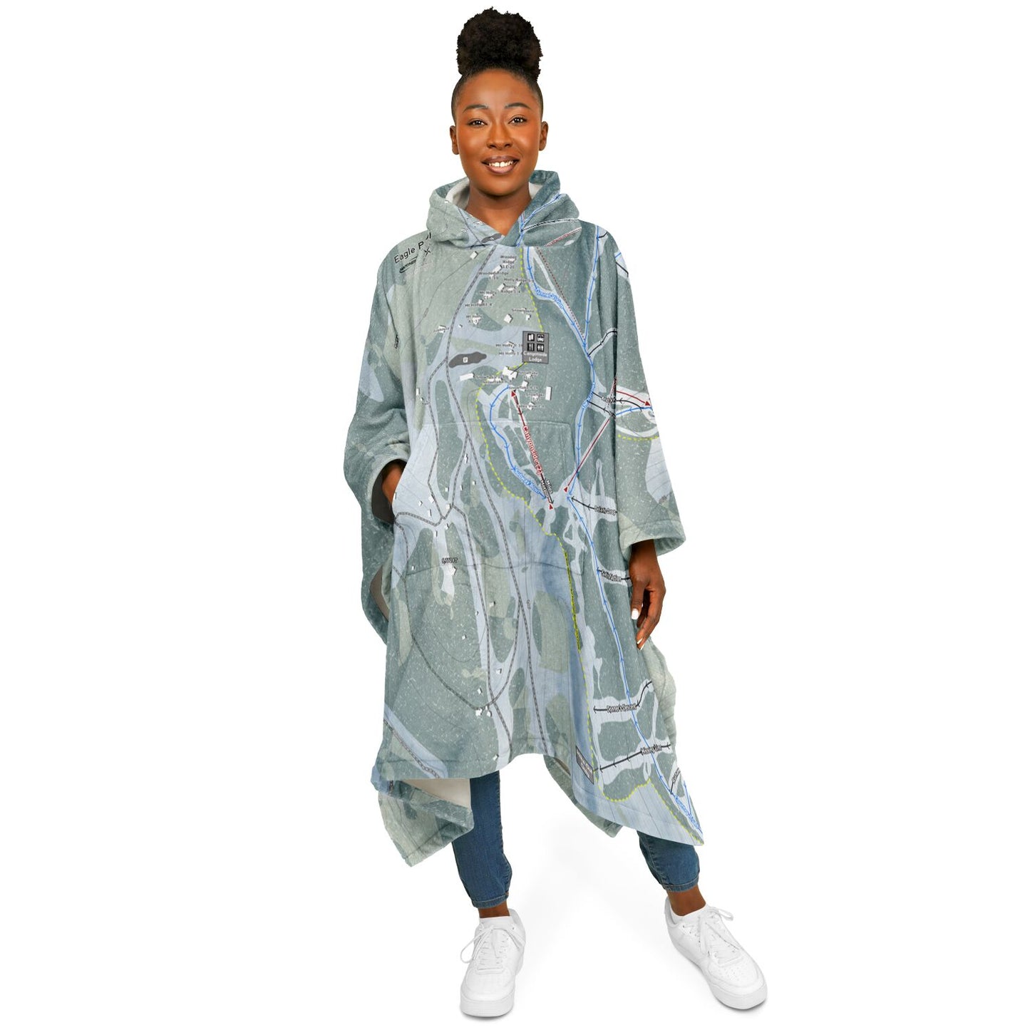 Eagle Point, Utah Ski Resort Map Flannel Blanket Poncho