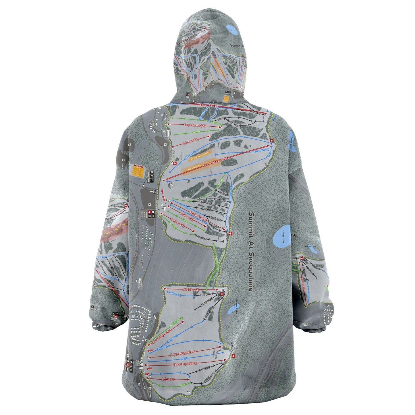Summit At Snoqualmie, Washington Ski Trail Map - Snug Hoodie - Powderaddicts