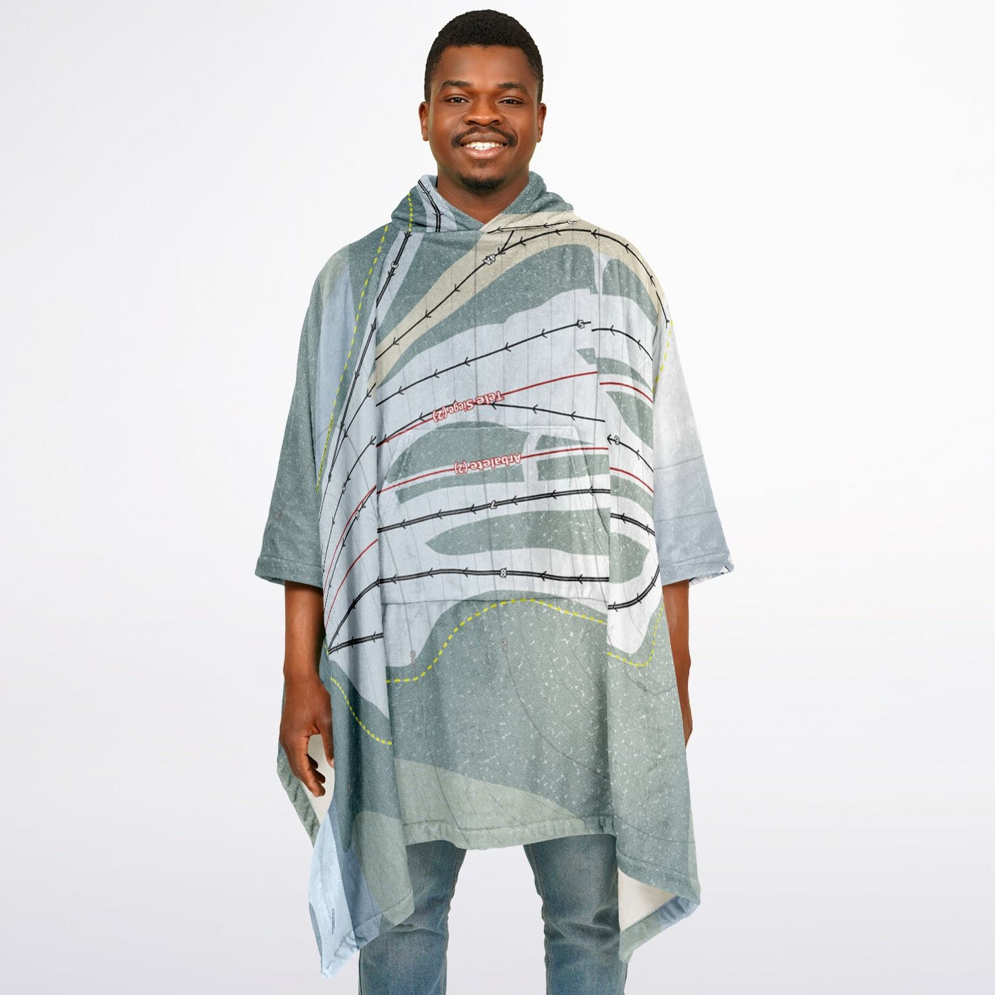 Mont Fortin, Quebec Ski Resort Map Flannel Blanket Poncho